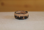 Miniature one-rod coiled basket, Clint McKay (Dry Creek Pomo/Wappo/Wintun (Sonoma County, California), born 1965), Willow shoot foundation, sedge root weft, and dyed bulrush root weft, Dry Creek Pomo/Wappo/Wintun (Sonoma County, California)
